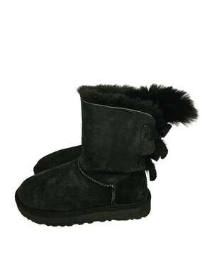 UGG Gita Bow Black Suede Sheepskin Womens Boots Size 5 Shoes
